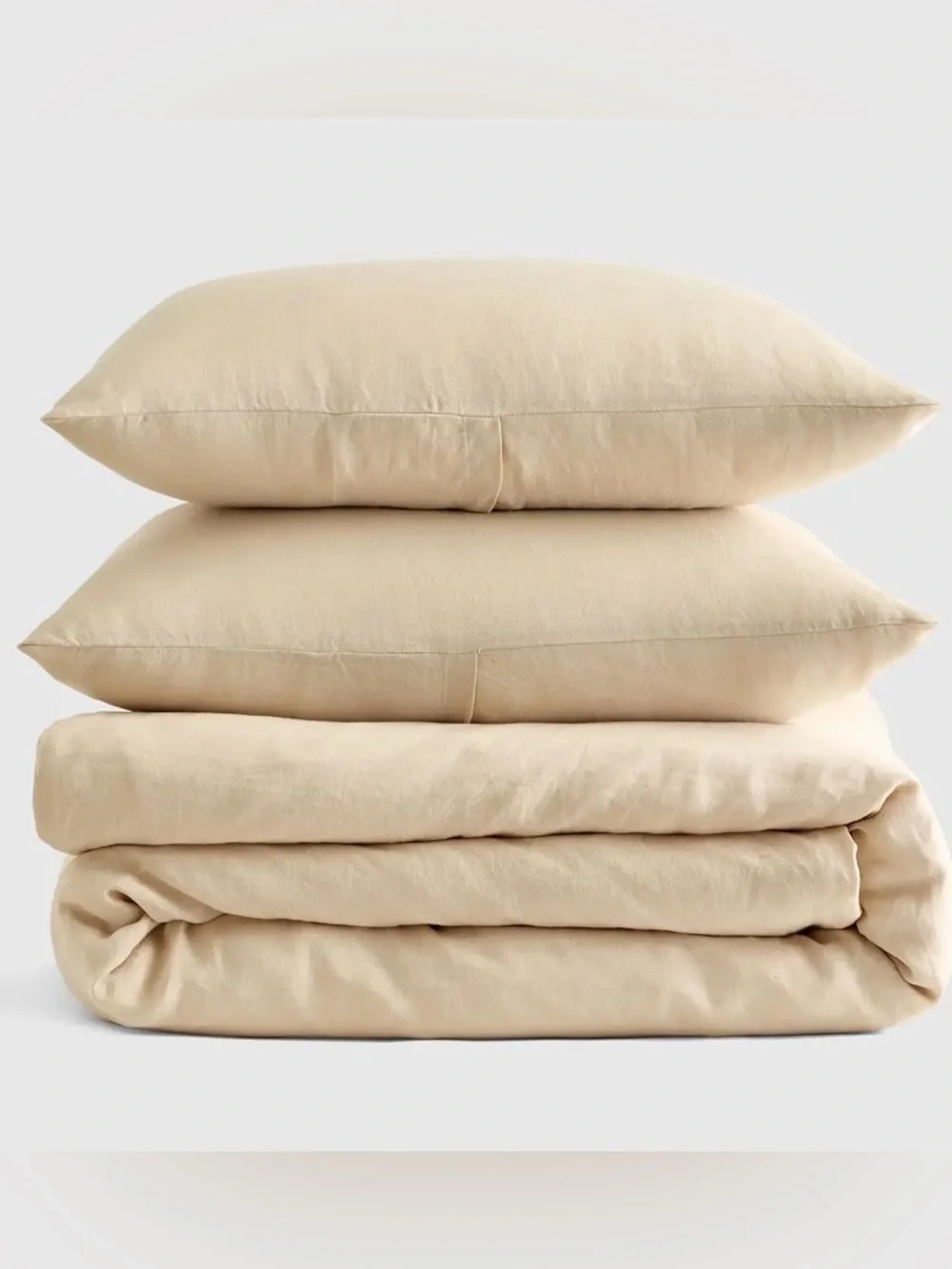 NWOT Quince European Linen 3 Pc Duvet Cover Set, King/Cal (Oat)